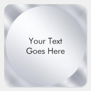 Adesivo Quadrado Faux Modelo Prateado Moderno Adicione Seu Texto El