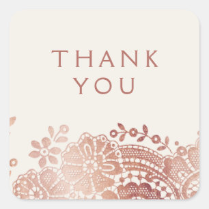 Adesivo Quadrado Faux rosa gold elegante vintage lace favor do casa