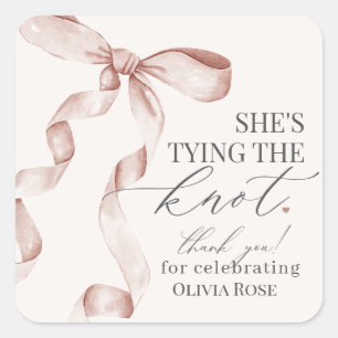 Adesivo Quadrado Favor da Parte do Chá de panela do Casando bege