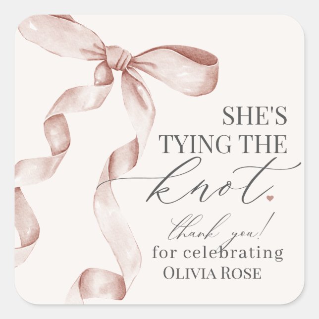 Adesivo Quadrado Favor da Parte do Chá de panela do Casando bege (Frente)