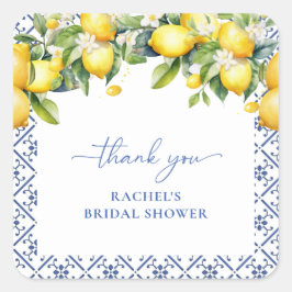 Adesivo Quadrado Favor de Agradecimento Mediterrâneo Italiano em Aq