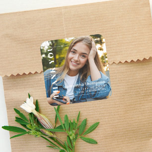 Adesivo Quadrado Favor de agradecimento minimalista moderno de grad