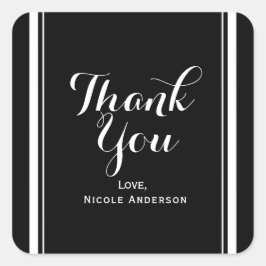 Adesivo Quadrado Favor de casamento Black & White Elegant Chic Cout