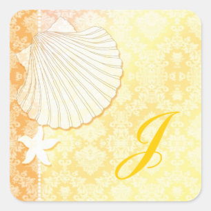 Adesivo Quadrado Favor de Casamento Chic Seaside