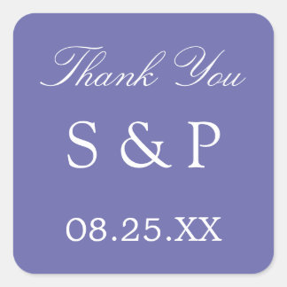 Adesivo Quadrado Favor de Casamento de lavanda Obrigado Sticker