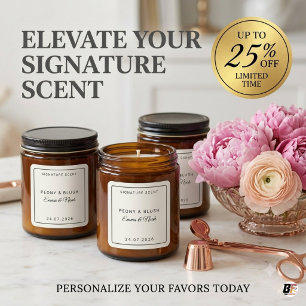 Adesivo Quadrado Favor de casamento elegante minimalista com fragrâ