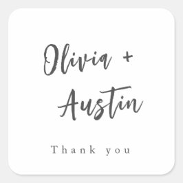 Adesivo Quadrado Favor de casamento Minimalista do Modern Chic Scri
