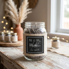 Adesivo Quadrado Favor de Casamento Preto e Branco Minimalista com