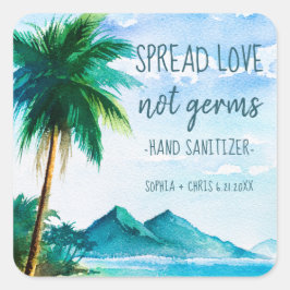 Adesivo Quadrado Favor de Casamento Tropical Beach Spread Love