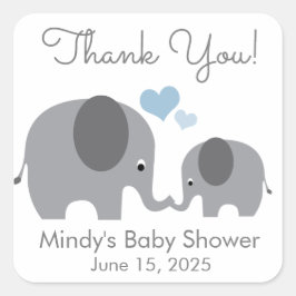 Adesivo Quadrado Favor de Chuveiro de Mamãe e Bebê Elefante Little 