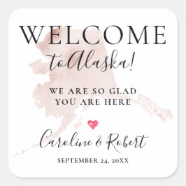 Adesivo Quadrado Favor de Convidados de Destino de Casamento