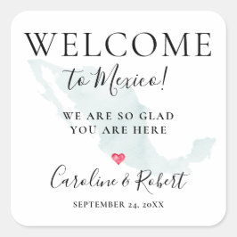 Adesivo Quadrado Favor de Convidados de Destino de Casamento