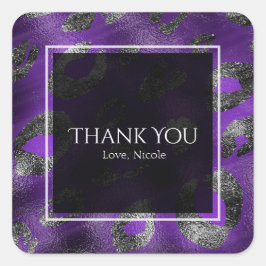 Adesivo Quadrado Favor de festa com estampa glamourosa de leopardo 