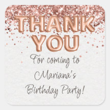 Favor de festa de aniversário em Rose Gold