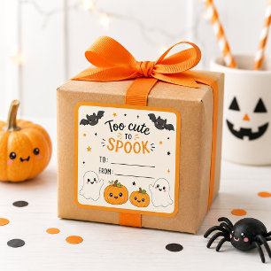 Adesivo Quadrado Favor de Halloween Muito Fofo para Assustar