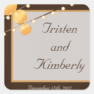 Adesivo Quadrado Favor de Lanternas de Papel de Stickers em Chinês