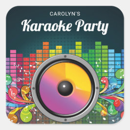 Adesivo Quadrado Favor de Música Colorida para Festa de Karaokê de 