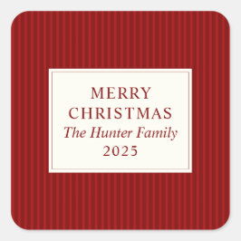 Adesivo Quadrado Favor de Natal Minimalista Moderno Vermelho