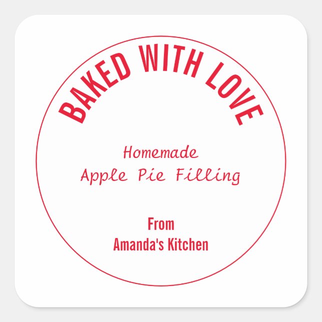 Adesivo Quadrado Favor de presente de Natal de comida caseira perso (Frente)