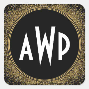 Adesivo Quadrado Favor do Casamento de Deco de Arte de Folha Negra 