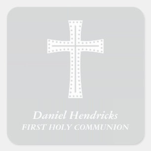 Adesivo Quadrado Favor do comunhão santamente da cruz elegante