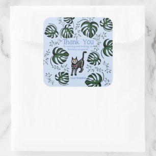 Adesivo Quadrado Favor do Partido Aniversário de criança dos Gatos 