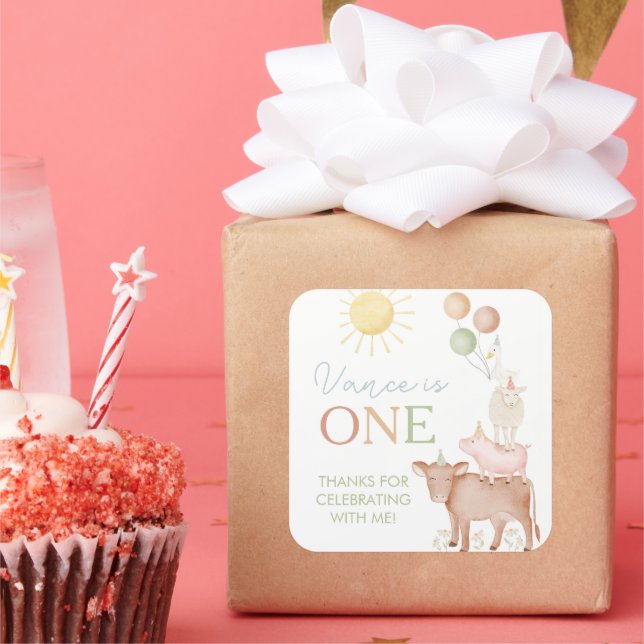 Adesivo Quadrado Favor do Partido do Parque de Barcos primeiros ani (Festa)