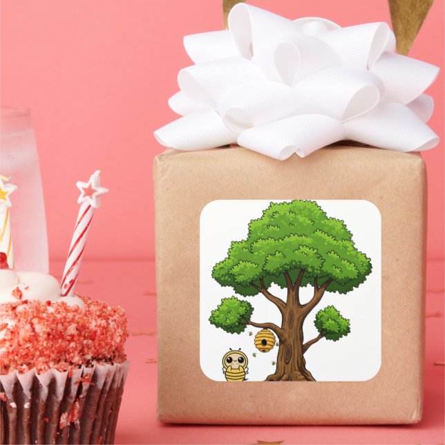 Adesivo Quadrado Favor do Partido Honeybee (Festa)