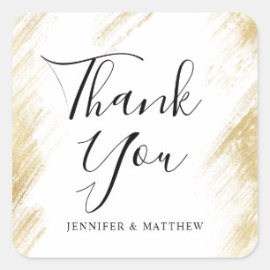 Adesivo Quadrado Favor Dourado do casamento do curso da escova