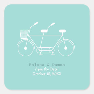 Adesivo Quadrado Favor em tandem do casamento da bicicleta