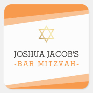 Adesivo Quadrado FAVOR ENVELOPE SEAL star laranja moderno simples