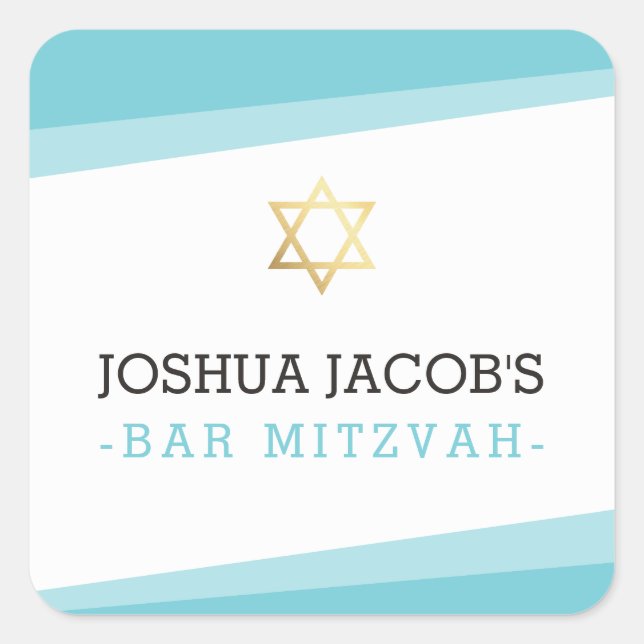 Adesivo Quadrado FAVOR ENVELOPE SEAL star turquesa moderna simples (Frente)