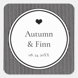 Adesivo Quadrado Favor Personalizado de Casamento Clássico Moderno