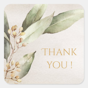Adesivo Quadrado Favor rústico do casamento do vintage botânico d