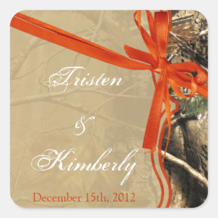 Adesivo Quadrado Favor Stickers Camoflouge Camo Orange Tree