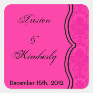 Adesivo Quadrado Favor Stickers Quente Preto Damasco Preto, Impress