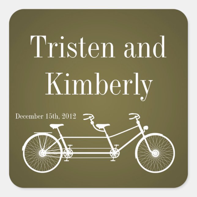 Adesivo Quadrado Favor Stickers Whimsical Brown Bike Bicycl (Frente)