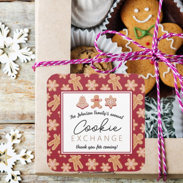 Adesivo Quadrado Favorecer troca de cookies de Natal do Sticker (Criador carregado)