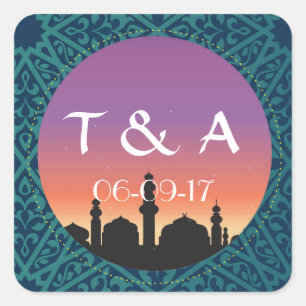 Adesivo Quadrado Favores quadrados brilhantes de Morroccan das