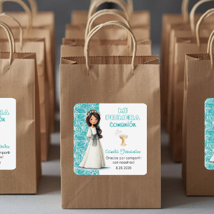 Adesivo Quadrado Favoritas e Presentes Menina Fofa Primeira Comunhã