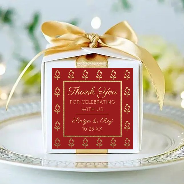Adesivo Quadrado Favorito do presente de devolução do casamento da  (indian wedding favor return gift label stickers, hindu wedding favor, mehndi sangeet favor packaging)