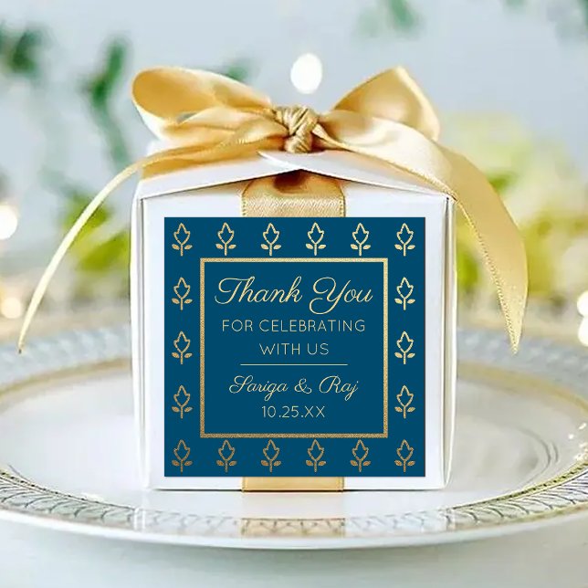 Adesivo Quadrado Favorito do presente de devolução do casamento da  (indian wedding favor return gift label stickers, hindu wedding favor, mehndi sangeet favor packaging)