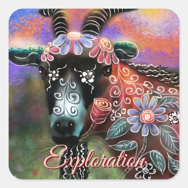 Adesivo Quadrado Fazenda De Capim Floral Para Animais (Frente)