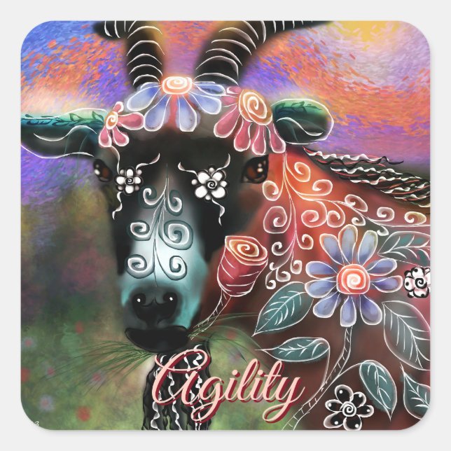 Adesivo Quadrado Fazenda De Capim Floral Para Animais (Frente)