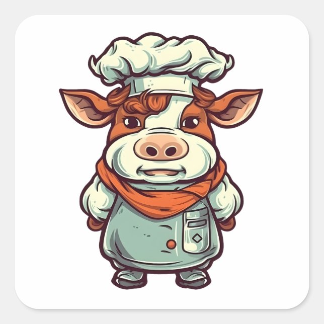 Adesivo Quadrado Fazenda de carne de vaca (Frente)