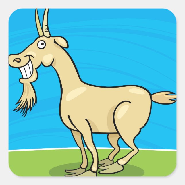 Adesivo Quadrado Fazenda de Cartoon de Capim Sorridente (Frente)