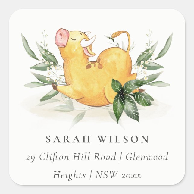 Adesivo Quadrado Fazenda de vaca branca e amarela Endereço (Frente)