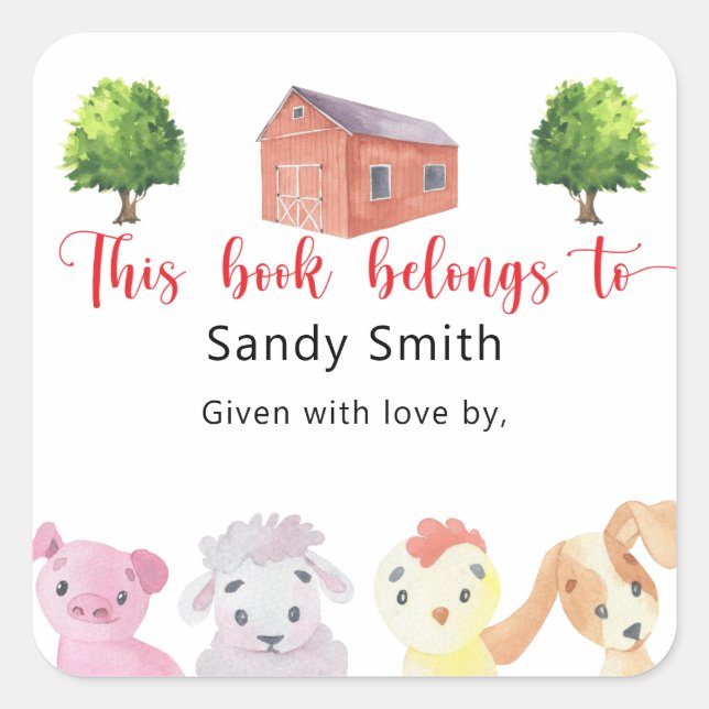 Adesivo Quadrado Fazenda - este livro pertence a (Frente)