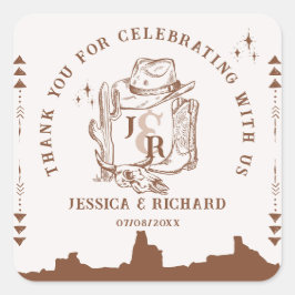 Adesivo Quadrado Fazenda Russo Western Ranch Barn Cowboy Obrigado