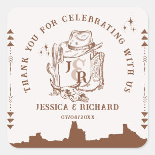 Adesivo Quadrado Fazenda Russo Western Ranch Barn Cowboy Obrigado